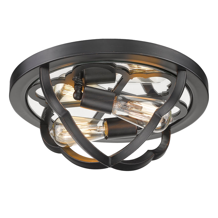 Two Light Flush Mount from the Saxon collection in Aged Bronze finish