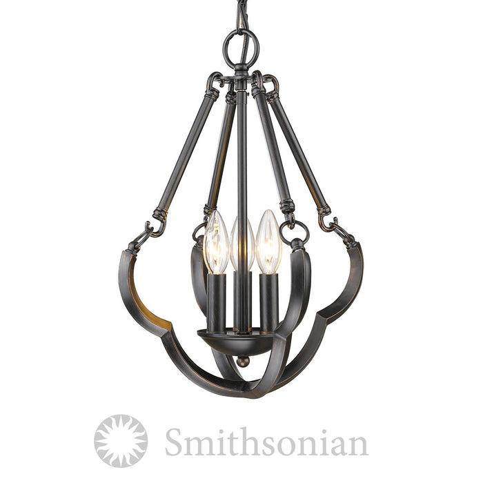 Three Light Semi-Flush Mount from the Saxon collection in Aged Bronze finish