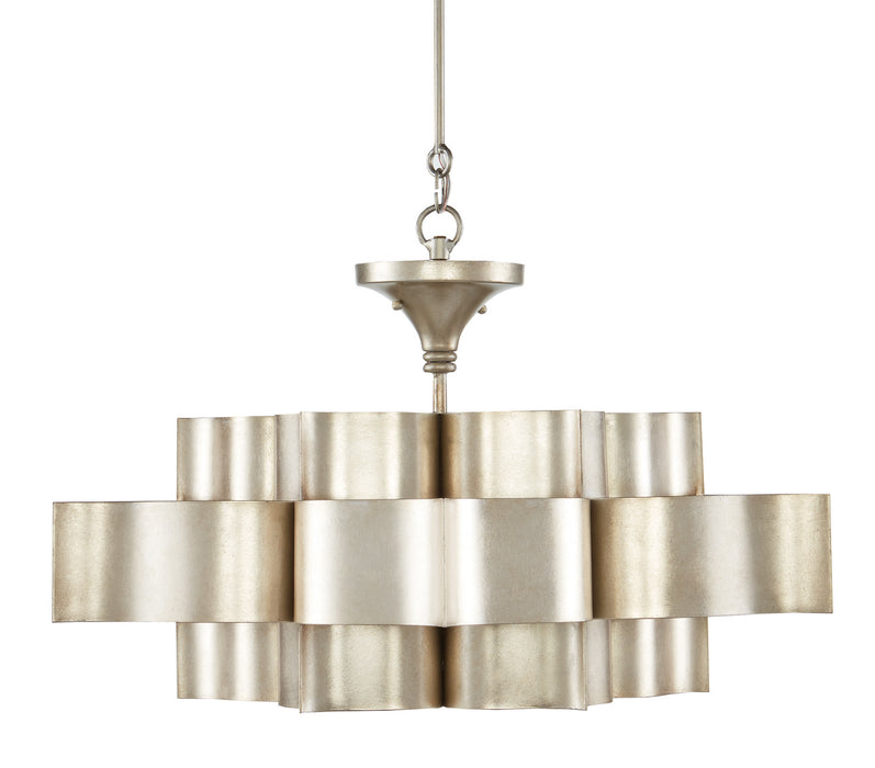 Six Light Chandelier from the Grand Lotus collection in Contemporary Silver Leaf finish