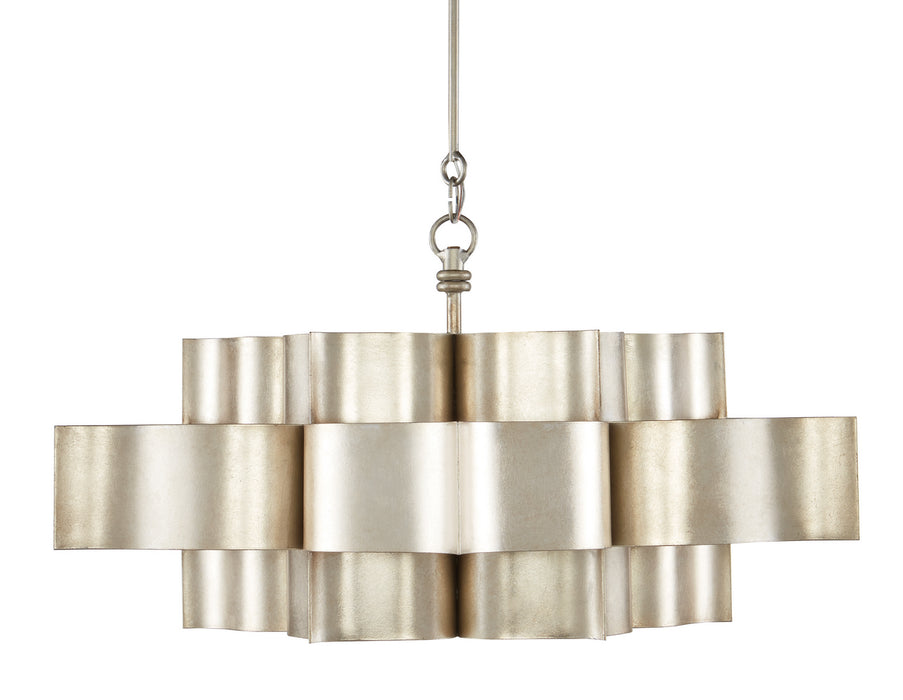 Six Light Chandelier from the Grand Lotus collection in Contemporary Silver Leaf finish