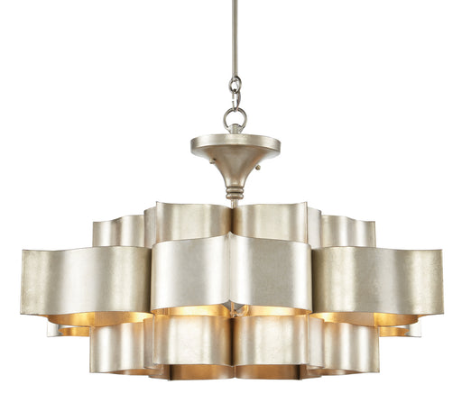 Currey and Company - 9000-0051 - Six Light Chandelier - Grand Lotus - Contemporary Silver Leaf