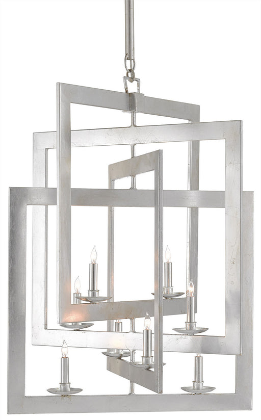 Currey and Company - 9000-0056 - Eight Light Chandelier - Middleton - Contemporary Silver Leaf