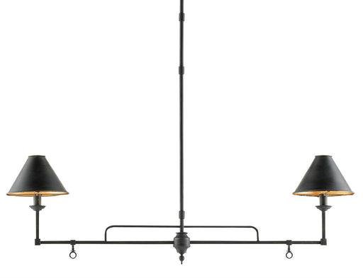 Currey and Company - 9000-0114 - Two Light Chandelier - Prosperity - French Black/Contemporary Gold Leaf Interior