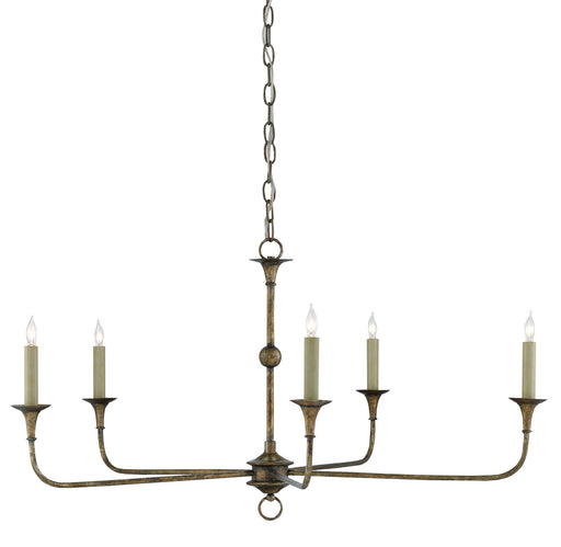 Currey and Company - 9000-0143 - Five Light Chandelier - Nottaway - Pyrite Bronze