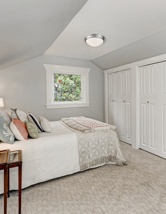 One Light Flushmount from the None collection in Brushed Nickel finish