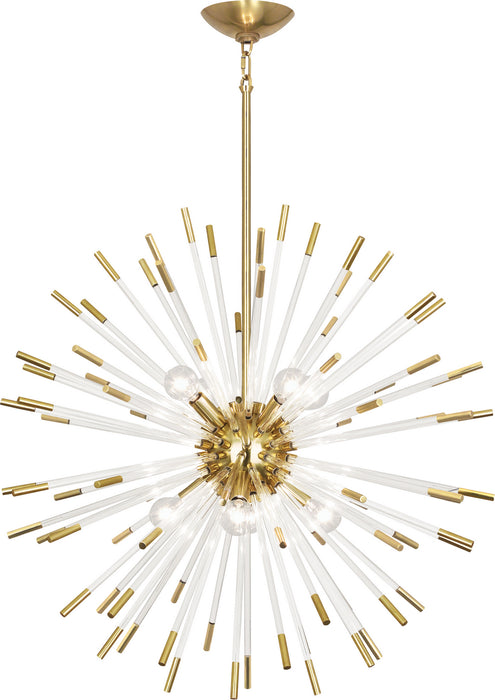 Robert Abbey - 166 - Eight Light Chandelier - Andromeda - Modern Brass w/ Clear Acrylic Rods