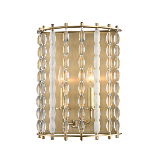 Hudson Valley - 9300-AGB - Two Light Wall Sconce - Whitestone - Aged Brass
