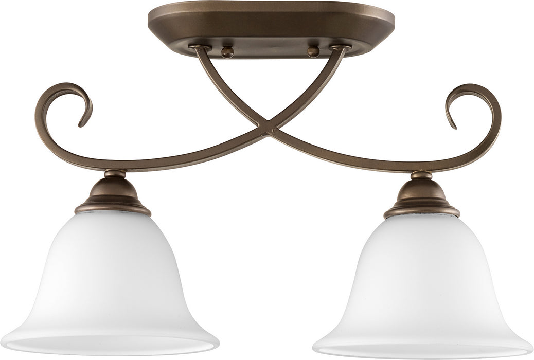 Quorum - 3253-2-186 - Two Light Ceiling Mount - Celesta - Oiled Bronze w/ Satin Opal