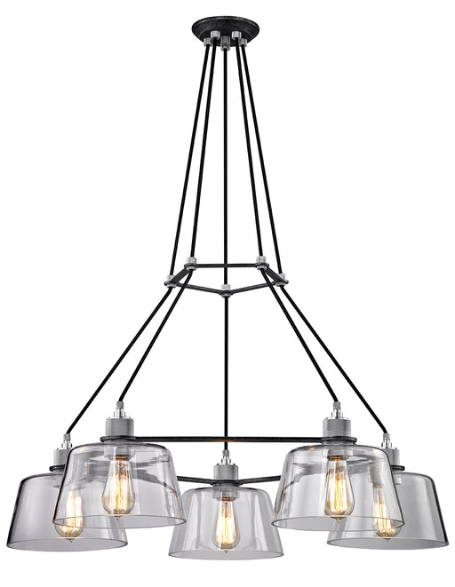 Troy Lighting - F6155 - Five Light Chandelier - Audiophile - Old Silver And Polished Alumin