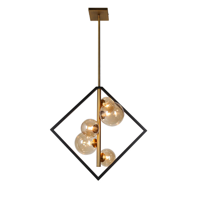 Dainolite Ltd - GLA-215P-MB-VB - Five Light Pendant - Glasgow - Matte Black/Vintage Bronze