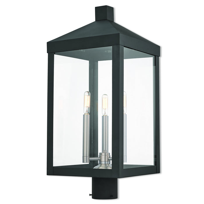 Livex Lighting - 20586-04 - Three Light Post-Top Lanterm - Nyack - Black