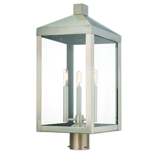 Livex Lighting - 20586-91 - Three Light Post-Top Lanterm - Nyack - Brushed Nickel