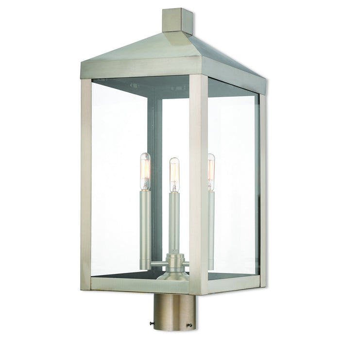Livex Lighting - 20586-91 - Three Light Post-Top Lanterm - Nyack - Brushed Nickel