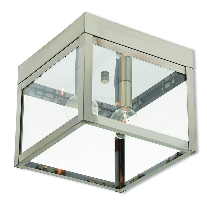 Livex Lighting - 20588-91 - Two Light Outdoor Ceiling Mount - Nyack - Brushed Nickel