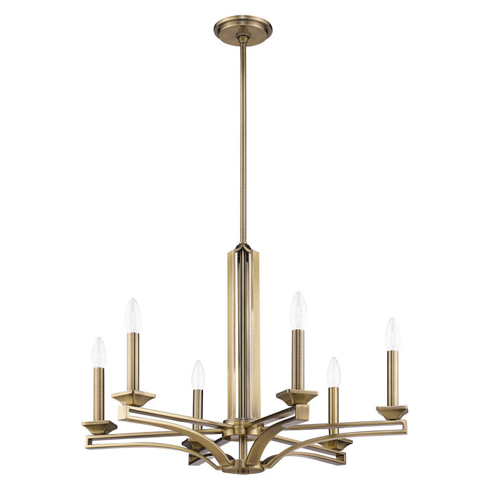 Six Light Chandelier from the Trumbull collection in Antique Brass finish