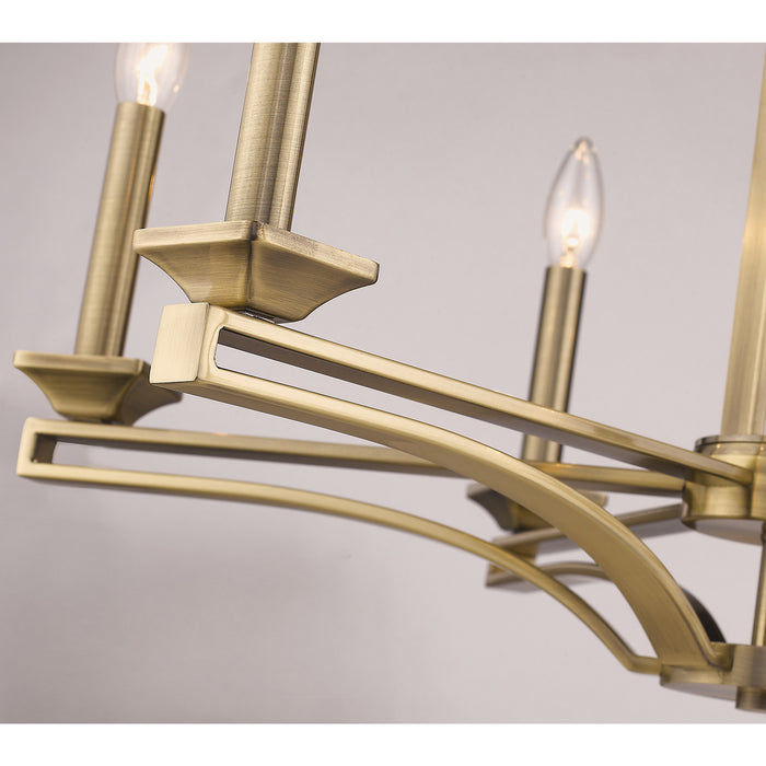 Six Light Chandelier from the Trumbull collection in Antique Brass finish