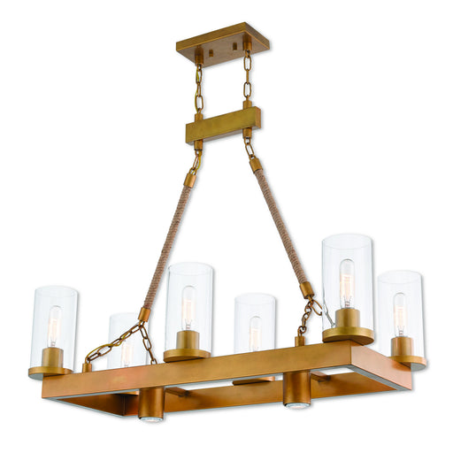 Livex Lighting - 41066-26 - Eight Light Linear Chandelier - Metuchen - Aged Gold