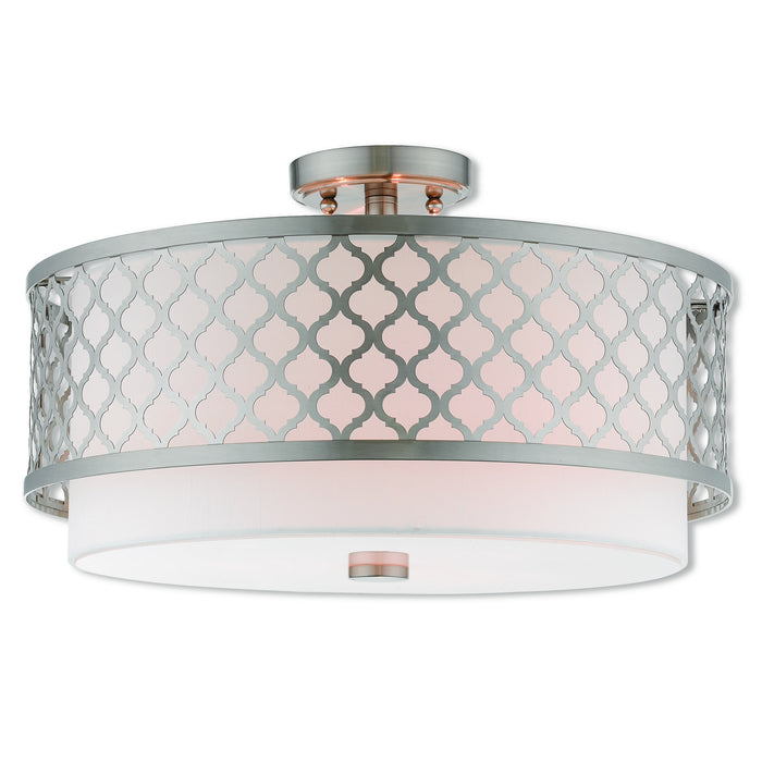 Livex Lighting - 41109-91 - Three Light Ceiling Mount - Arabesque - Brushed Nickel