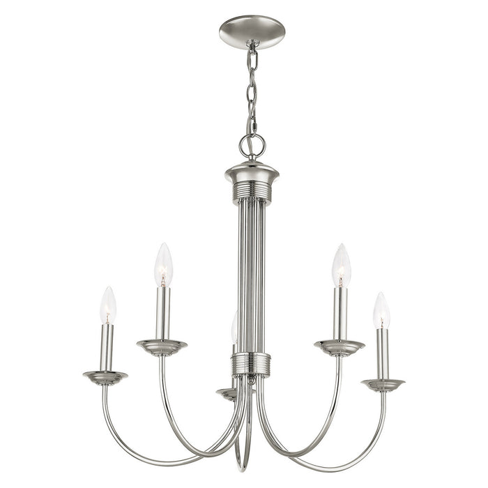 Five Light Chandelier from the Estate collection in Polished Nickel finish