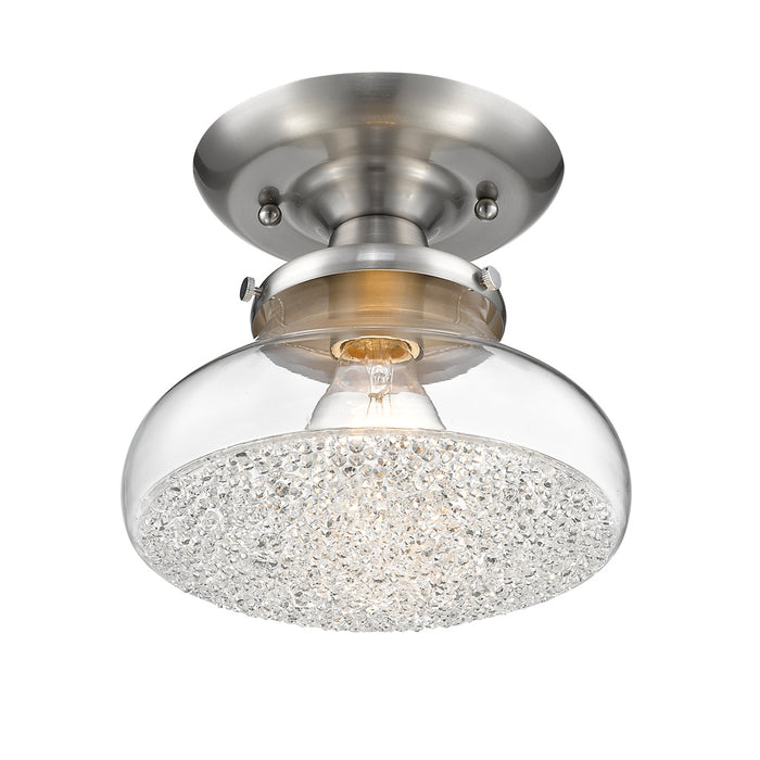 One Light Semi-Flush Mount from the Asha collection in Pewter finish