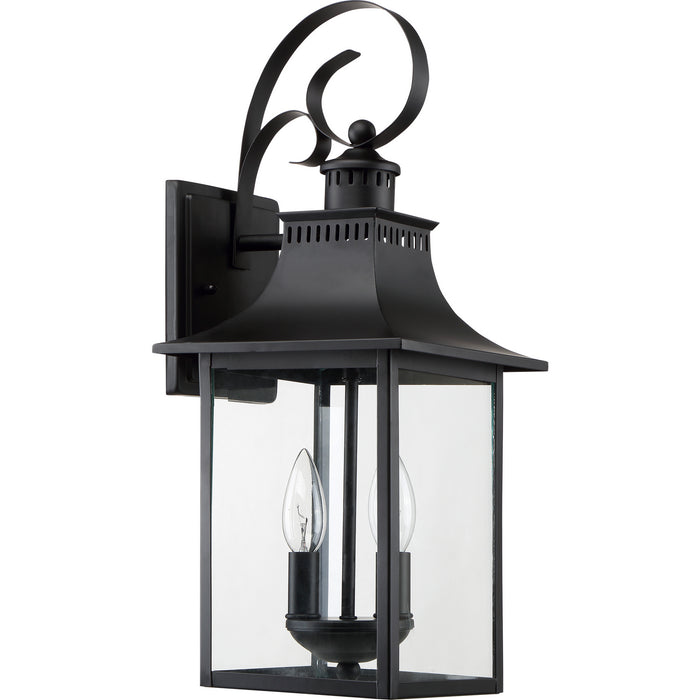 Two Light Outdoor Wall Lantern from the Chancellor collection in Mystic Black finish