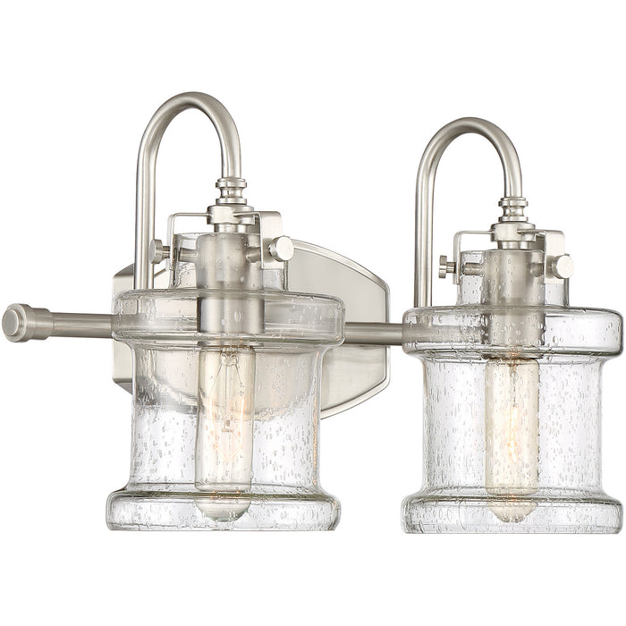 Two Light Bath Fixture from the Danbury collection in Brushed Nickel finish