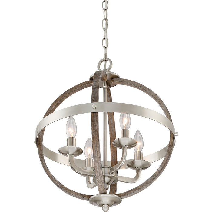 Four Light Foyer Pendant from the Fusion collection in Brushed Nickel finish