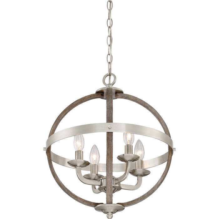 Four Light Foyer Pendant from the Fusion collection in Brushed Nickel finish