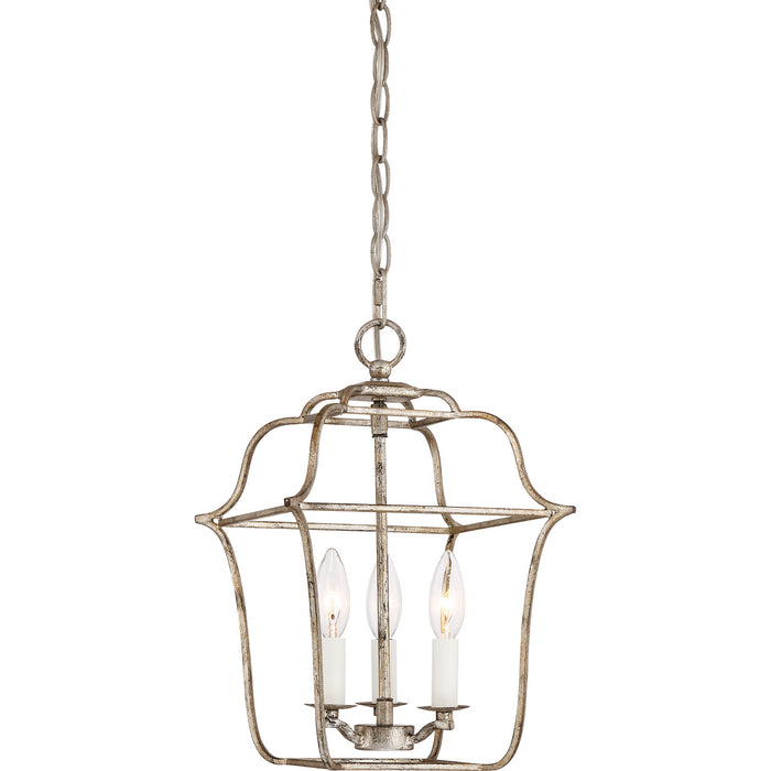 Three Light Foyer Pendant from the Gallery collection in Century Silver Leaf finish