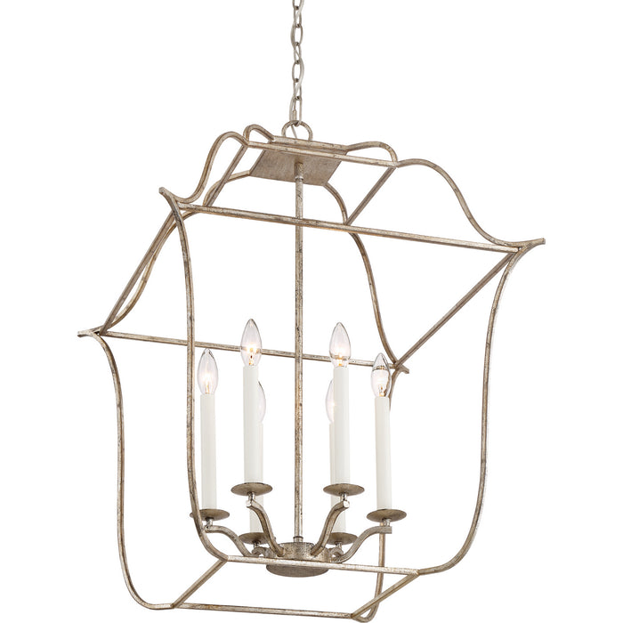Six Light Foyer Pendant from the Gallery collection in Century Silver Leaf finish