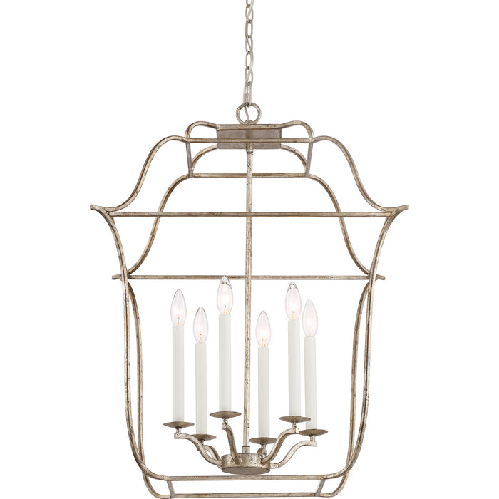 Six Light Foyer Pendant from the Gallery collection in Century Silver Leaf finish