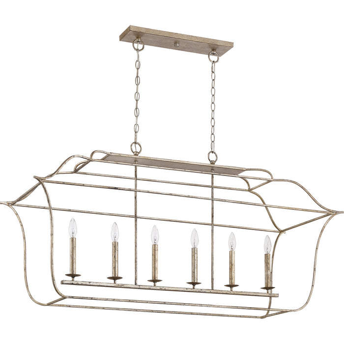 Six Light Island Chandelier from the Gallery collection in Century Silver Leaf finish