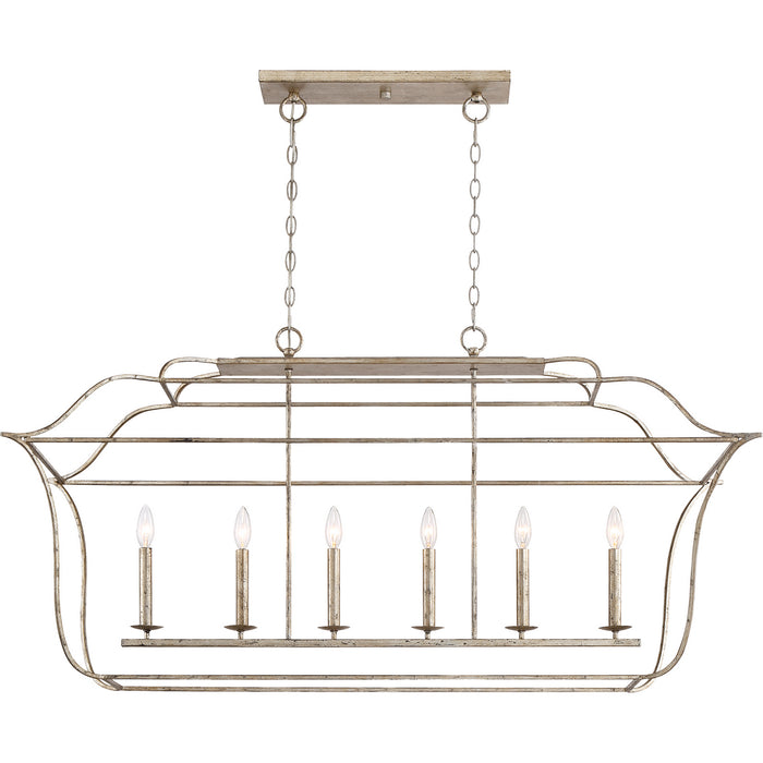 Six Light Island Chandelier from the Gallery collection in Century Silver Leaf finish