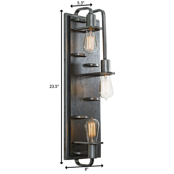 Three Light Wall Sconce from the Lofty collection in Steel finish