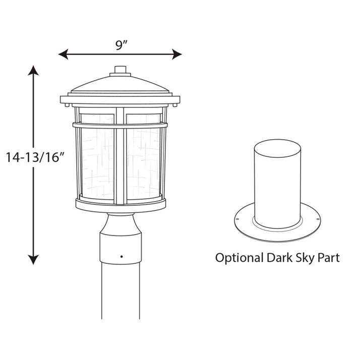 One Light Post Lantern from the Wish Led collection in Black finish