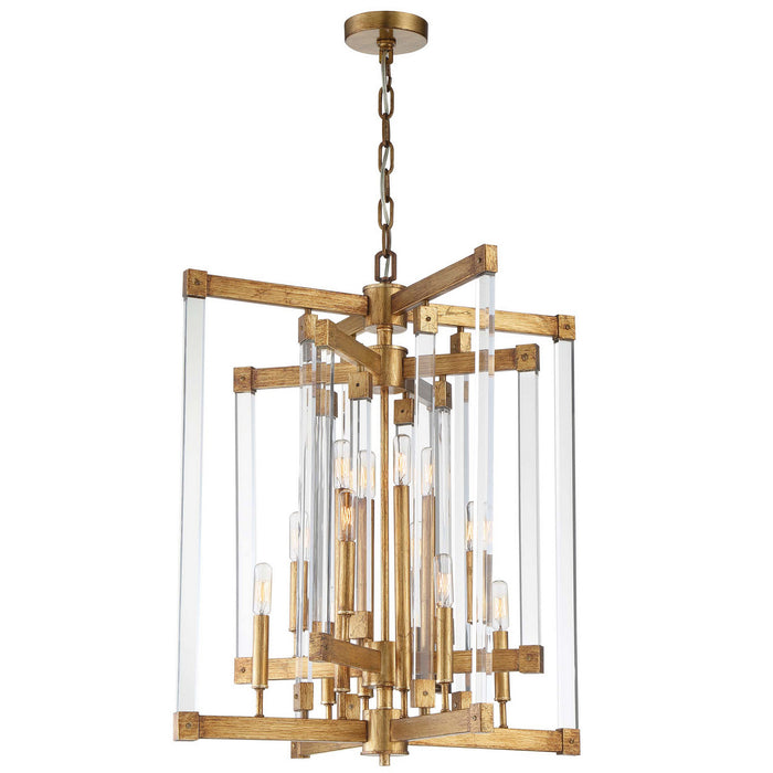 12 Light Chandelier from the Halcyon collection in Antiqued Gold Leaf finish