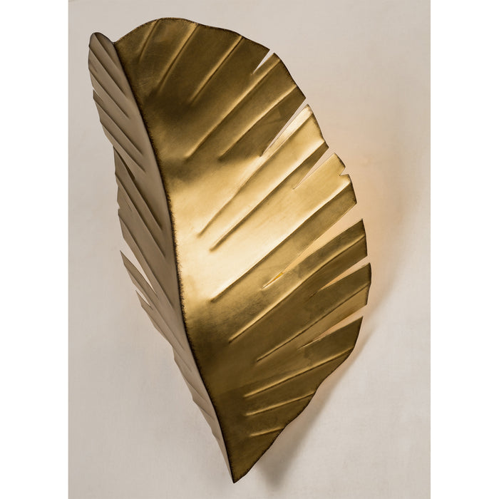 Two Light Wall Sconce from the Banana Leaf collection in Gold/Dark Edging finish