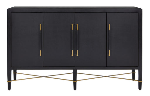 Currey and Company - 3000-0037 - Sideboard - Verona - Black Lacquered Linen/Champagne Metal