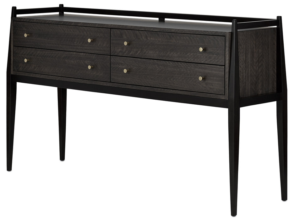 Currey and Company - 3000-0046 - Console Table - Selig - Dark Mink Stained Mahogany/Polished Brass