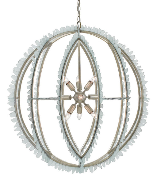 Currey and Company - 9000-0210 - Nine Light Chandelier - Saltwater - Contemporary Silver Leaf/Seaglass