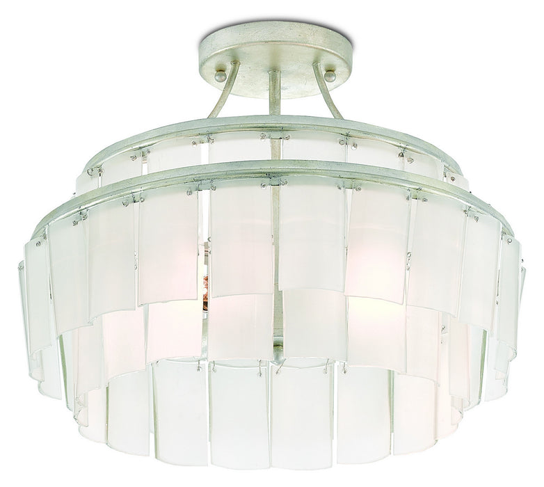 Currey and Company - 9999-0030 - Three Light Semi-Flush Mount - Vintner Blanc - Contemporary Silver Leaf