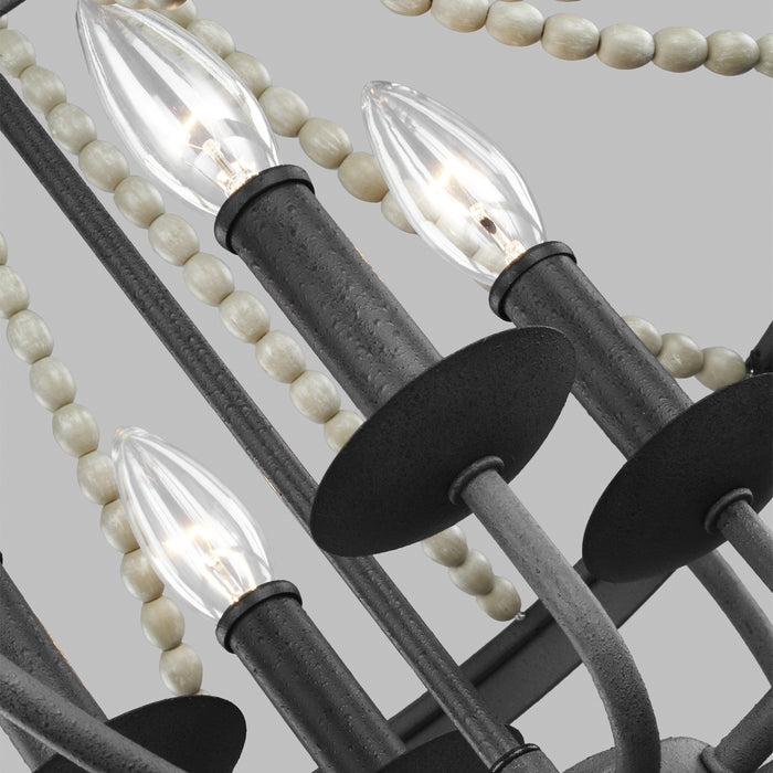 Four Light Chandelier from the Nori collection in Dark Weathered Zinc / Driftwood Grey finish