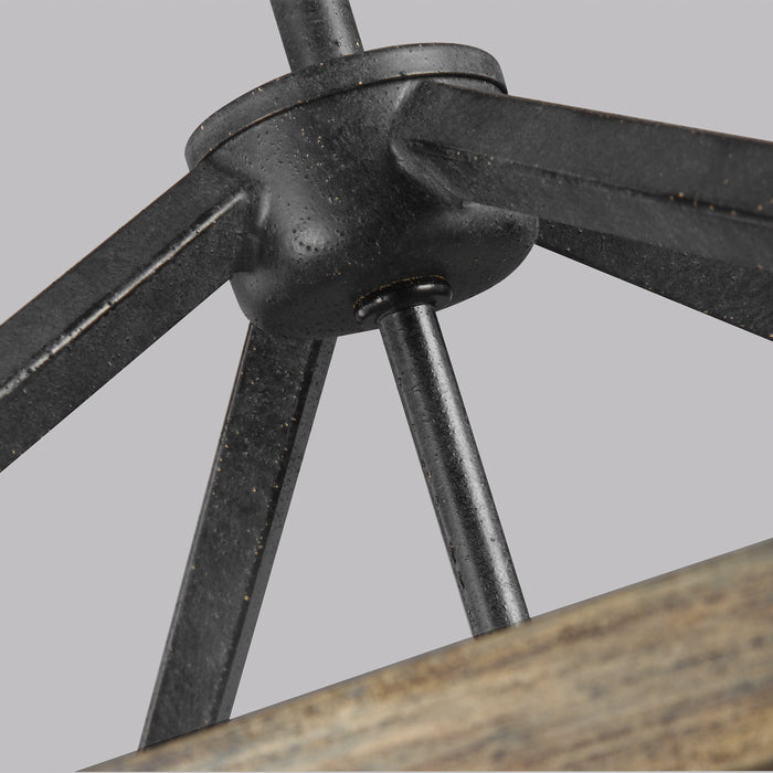Four Light Chandelier from the Gannet collection in Weathered Oak Wood / Antique Forged Iron finish