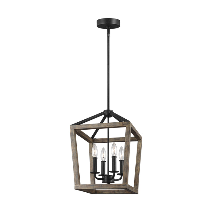 Generation Lighting - F3190/4WOW/AF - Four Light Chandelier - Gannet - Weathered Oak Wood / Antique Forged Iron