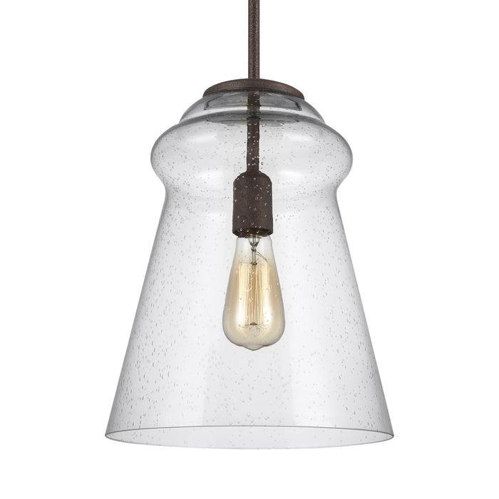 One Light Pendant from the LORAS collection in Dark Weathered Iron finish