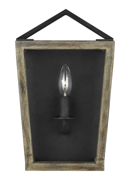One Light Wall Sconce from the Gannet collection in Weathered Oak Wood / Antique Forged Iron finish