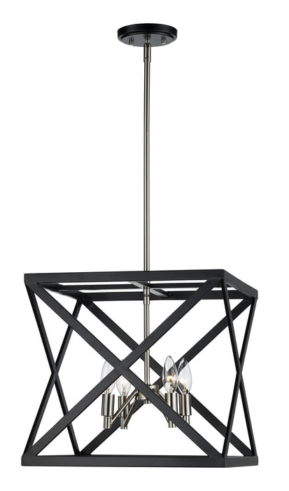 Trans Globe Imports - 71055 BK/BN - Four Light Pendant - Black / Brushed Nickel