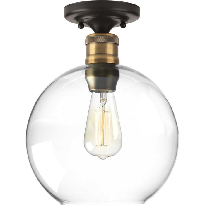 One Light Flush Mount from the Hansford collection in Antique Bronze finish