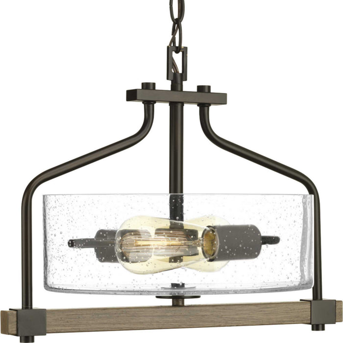 Three light Semi-Flush Mount from the Barnes Mill collection in Antique Bronze finish