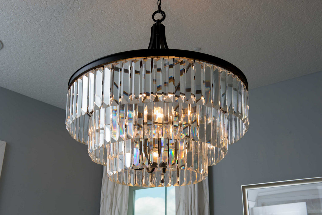 Six Light Pendant from the Glimmer collection in Antique Bronze finish